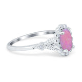 Vintage Oval Engagement Ring Simulated Cubic Zirconia 925 Sterling Silver