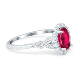 Vintage Oval Engagement Ring Simulated Cubic Zirconia 925 Sterling Silver