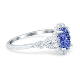 Vintage Oval Engagement Ring Simulated Cubic Zirconia 925 Sterling Silver