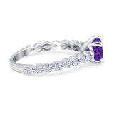 Solitaire Accent Wedding Ring Round Simulated Cubic Zirconia 925 Sterling Silver