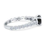 Solitaire Accent Wedding Ring Round Simulated Cubic Zirconia 925 Sterling Silver