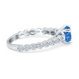 Solitaire Accent Wedding Ring Round Simulated Cubic Zirconia 925 Sterling Silver