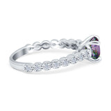 Solitaire Accent Wedding Ring Round Simulated Cubic Zirconia 925 Sterling Silver