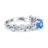 Filigree Art Deco Wedding Ring Round Simulated Cubic Zirconia 925 Sterling Silver
