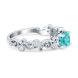 Filigree Art Deco Wedding Ring Round Simulated Cubic Zirconia 925 Sterling Silver