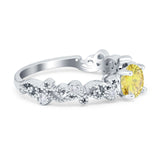 Filigree Art Deco Wedding Ring Round Simulated Cubic Zirconia 925 Sterling Silver