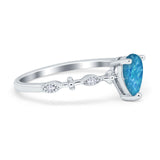 Teardrop Wedding Ring Simulated Cubic Zirconia 925 Sterling Silver