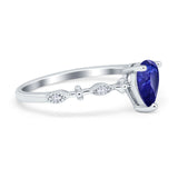 Teardrop Wedding Ring Simulated Cubic Zirconia 925 Sterling Silver