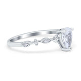 Teardrop Wedding Ring Simulated Cubic Zirconia 925 Sterling Silver
