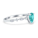 Teardrop Wedding Ring Simulated Cubic Zirconia 925 Sterling Silver