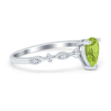 Teardrop Wedding Ring Simulated Cubic Zirconia 925 Sterling Silver