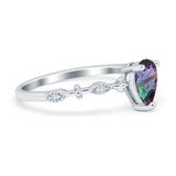 Teardrop Wedding Ring Simulated Cubic Zirconia 925 Sterling Silver