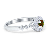 Vintage Style Engagement Ring Round Simulated Cubic Zirconia 925 Sterling Silver