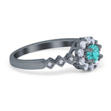 Vintage Style Engagement Ring Round Simulated Cubic Zirconia 925 Sterling Silver
