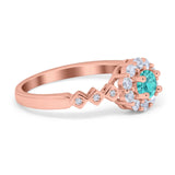 Vintage Style Engagement Ring Round Simulated Cubic Zirconia 925 Sterling Silver