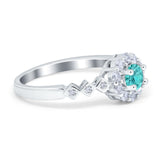 Vintage Style Engagement Ring Round Simulated Cubic Zirconia 925 Sterling Silver