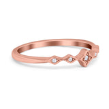 Petite Dainty Wedding Ring Round Eternity Simulated CZ 925 Sterling Silver