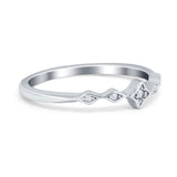 Petite Dainty Wedding Ring Round Eternity Simulated CZ 925 Sterling Silver