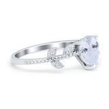 Teardrop Engagement Ring Pear Simulated Cubic Zirconia 925 Sterling Silver
