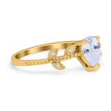 Teardrop Engagement Ring Pear Simulated Cubic Zirconia 925 Sterling Silver