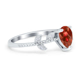 Teardrop Engagement Ring Pear Simulated Cubic Zirconia 925 Sterling Silver