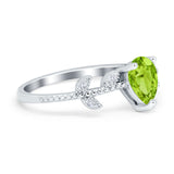 Teardrop Engagement Ring Pear Simulated Cubic Zirconia 925 Sterling Silver