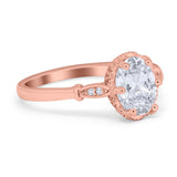 Vintage Style Wedding Ring Round Simulated Cubic Zirconia 925 Sterling Silver