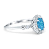 Art Deco Engagement Ring Oval Simulated Cubic Zirconia 925 Sterling Silver