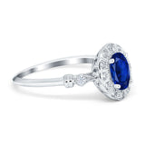 Art Deco Engagement Ring Oval Simulated Cubic Zirconia 925 Sterling Silver