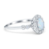 Art Deco Engagement Ring Oval Simulated Cubic Zirconia 925 Sterling Silver