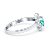 Art Deco Halo Engagement Ring Round Simulated Cubic Zirconia 925 Sterling Silver
