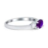 Three Stone Oval Engagement Ring Simulated Cubic Zirconia 925 Sterling Silver