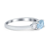 Three Stone Oval Engagement Ring Simulated Cubic Zirconia 925 Sterling Silver