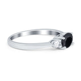 Three Stone Oval Engagement Ring Simulated Cubic Zirconia 925 Sterling Silver