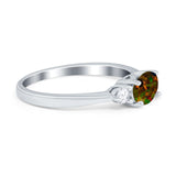Three Stone Oval Engagement Ring Simulated Cubic Zirconia 925 Sterling Silver
