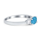 Three Stone Oval Engagement Ring Simulated Cubic Zirconia 925 Sterling Silver
