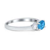 Three Stone Oval Engagement Ring Simulated Cubic Zirconia 925 Sterling Silver
