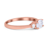 Three Stone Oval Engagement Ring Simulated Cubic Zirconia 925 Sterling Silver