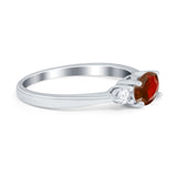 Three Stone Oval Engagement Ring Simulated Cubic Zirconia 925 Sterling Silver