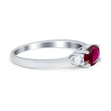 Three Stone Oval Engagement Ring Simulated Cubic Zirconia 925 Sterling Silver