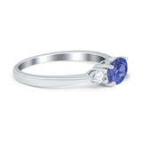 Three Stone Oval Engagement Ring Simulated Cubic Zirconia 925 Sterling Silver