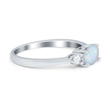 Three Stone Oval Engagement Ring Simulated Cubic Zirconia 925 Sterling Silver