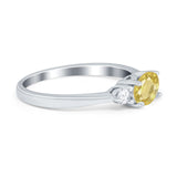 Three Stone Oval Engagement Ring Simulated Cubic Zirconia 925 Sterling Silver