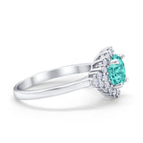 Halo Vintage Engagement Ring Round Simulated Cubic Zirconia 925 Sterling Silver