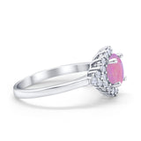 Halo Vintage Engagement Ring Round Simulated Cubic Zirconia 925 Sterling Silver