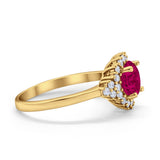Halo Vintage Engagement Ring Round Simulated Cubic Zirconia 925 Sterling Silver