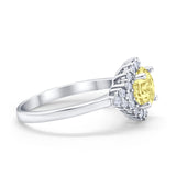 Halo Vintage Engagement Ring Round Simulated Cubic Zirconia 925 Sterling Silver