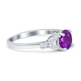 Art Deco Engagement Ring Round Simulated Cubic Zirconia 925 Sterling Silver