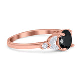 Art Deco Engagement Ring Round Simulated Cubic Zirconia 925 Sterling Silver