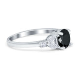 Art Deco Engagement Ring Round Simulated Cubic Zirconia 925 Sterling Silver